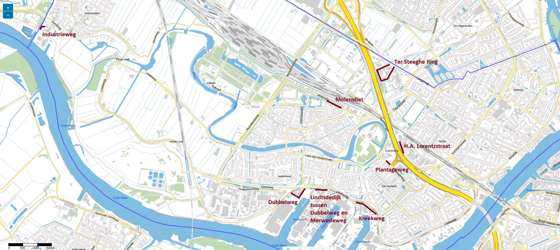 Vrachtwagenparkeren gemeente Zwijndrecht - overzichtskaart